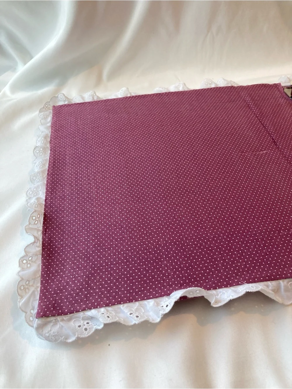 Vintage 1980s Handmade Fabric Photo Album Cottagecore Grannycore Lace Ruffle VTG